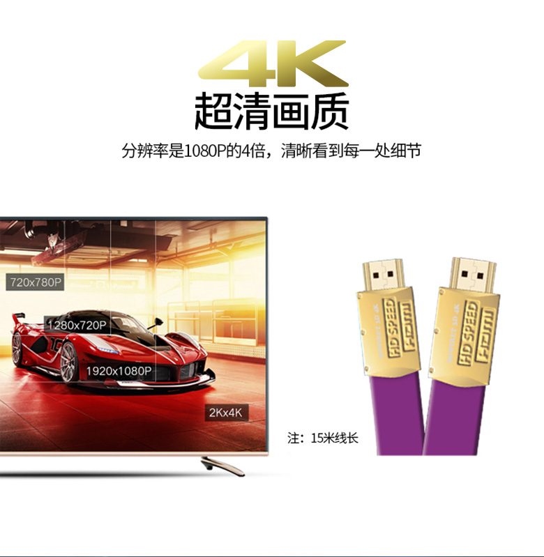 高级3D 4K超清品质线材HDMI 2.0索泰高清线  